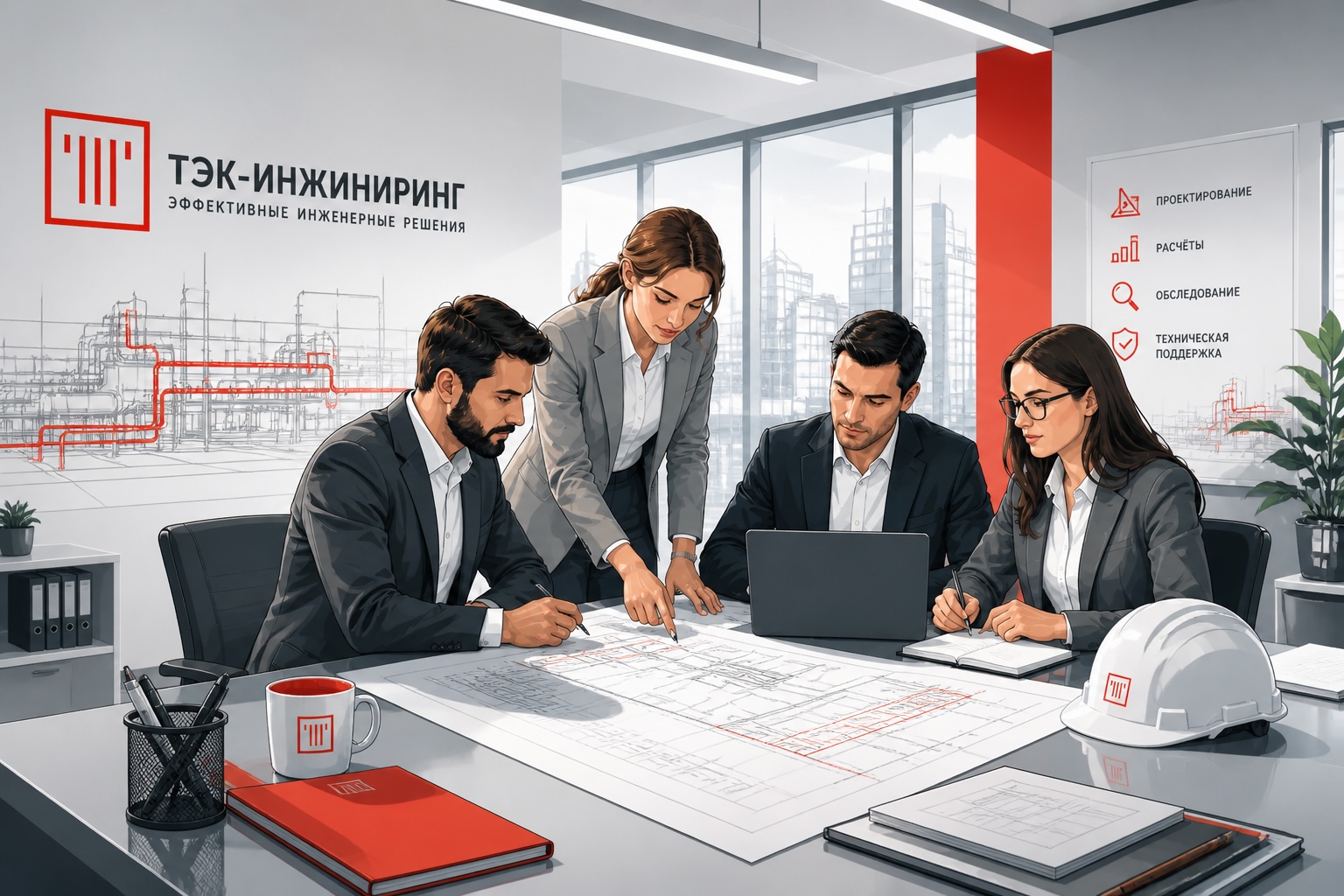 Инженерная команда ТЭК-Инжиниринг за проектной работой